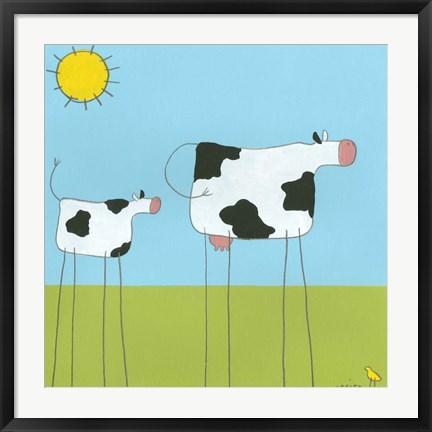Framed Stick-Leg Cow I Print