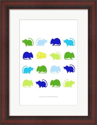 Framed Animal Sudoku in Blue V Print
