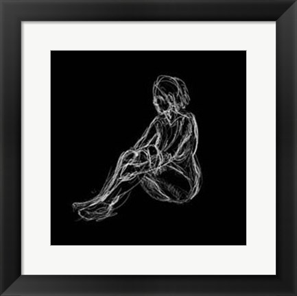 Framed Figure Study on Black I Print