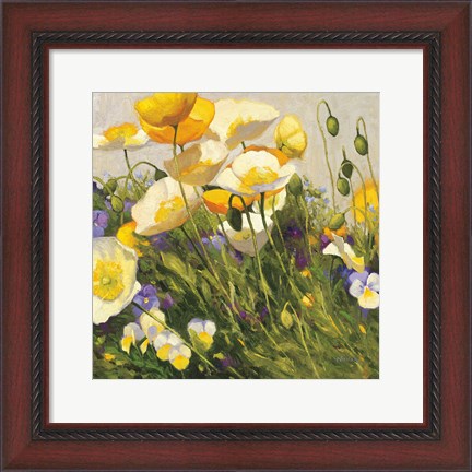 Framed Poppies and Pansies I Print