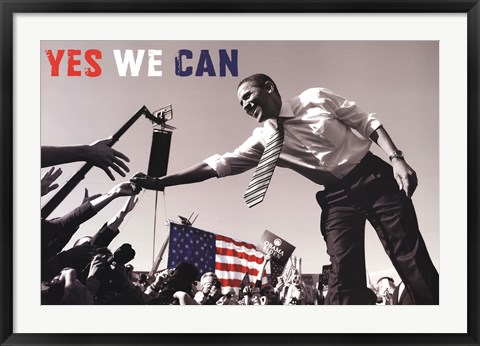 Framed Barack Obama:  Yes We Can (crowd) Print