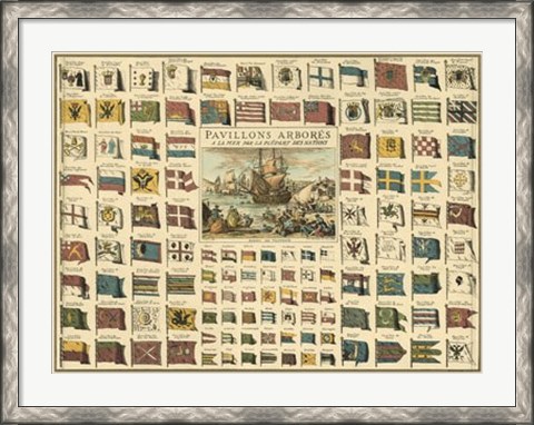 Framed Display of Flags Print