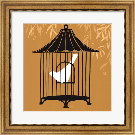 Framed Birdcage Silhouette I Print