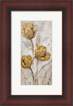 Framed Golden Poppies on Taupe II Print
