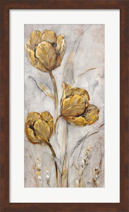 Framed Golden Poppies on Taupe II Print