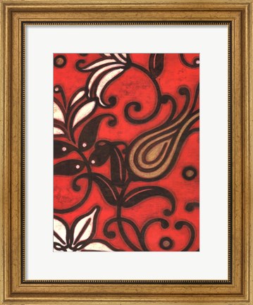 Framed Scarlet Textile I Print