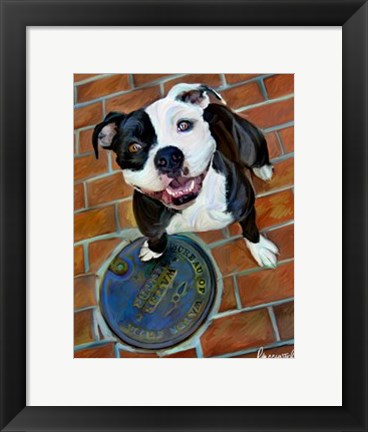 Framed Happy Staffie Print