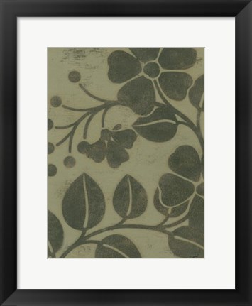 Framed Sage Textile I Print