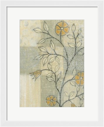 Framed Neutral Linen Blossoms I Print