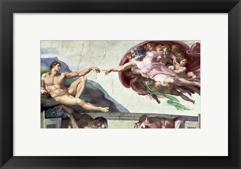 Framed Sistine Chapel Ceiling (1508-12): The Creation of Adam, 1511-12 Print