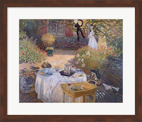 Framed Luncheon: Monet&#39;s garden at Argenteuil, c.1873 Print