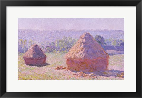 Framed Haystacks, or The End of the Summer, at Giverny, 1891 Print