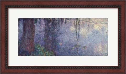 Framed Waterlilies: Morning with Weeping Willows, detail of the left section, 1914-18 Print