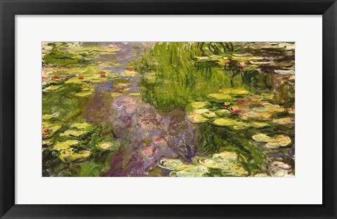 Framed Waterlilies (green horizontal) Print