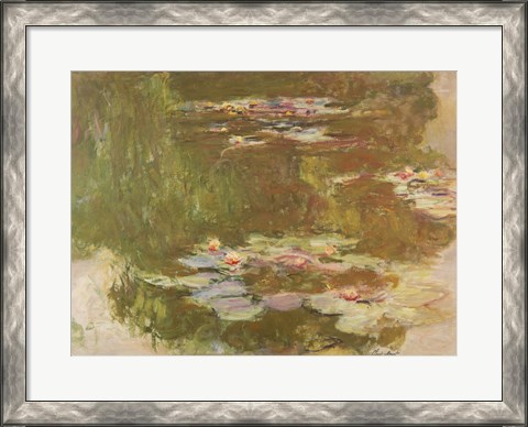 Framed Water Lilies, Reflected Willow, c.1920 Print