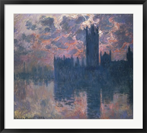 Framed Houses of Parliament, Sunset, 1902 Print