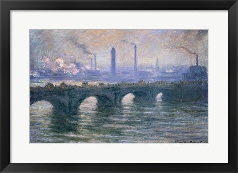 Framed Waterloo Bridge, Cloudy Day, 1900 Print