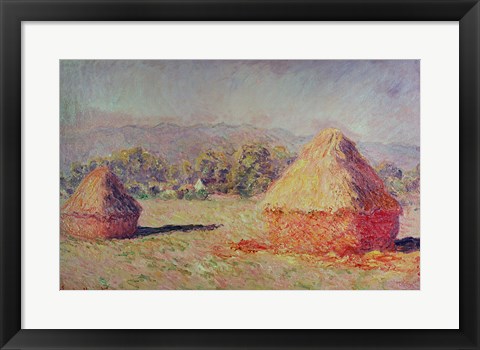 Framed Two Haystacks, 1891 Print