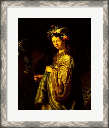 Framed Saskia as Flora, 1634 Print