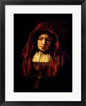 Framed Portrait of an Old Woman Print