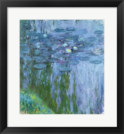 Framed Waterlilies (blue &amp; green vertical) Print