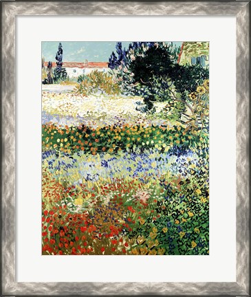 Framed Garden in Bloom, Arles, 1888 Print