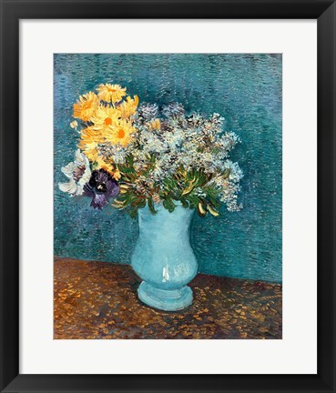 Framed Vase of Flowers, 1887 Print