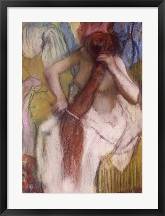 Framed Woman Combing her Hair C Print