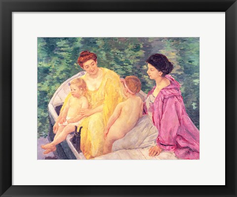 Framed Swim, or Two Mothers and Their Children on a Boat, 1910 Print