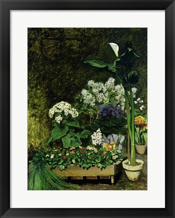 Framed Flowers in a Greenhouse, 1864 Print