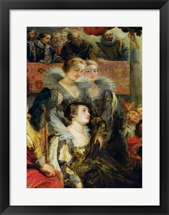 Framed Medici Cycle: The Coronation of Marie de Medici, detail of the Princesses of Guemenee and Conti Print