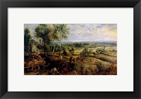 Framed Autumn Landscape with a view of Het Steen in the Early Morning Print