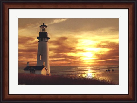 Framed Lighthouse at Sunset Print