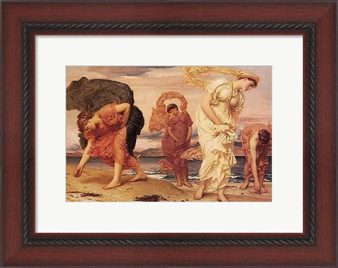 Framed Greek Girls Picking up Pebbles Print