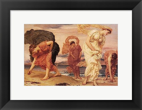 Framed Greek Girls Picking up Pebbles Print