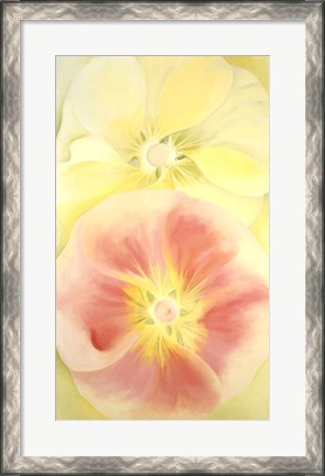Framed Pink and Yellow Hollyhocks, 1952 Print