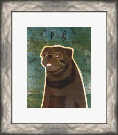 Framed Pug (black) Print