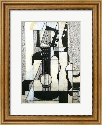 Framed Still Life with Guitar Print