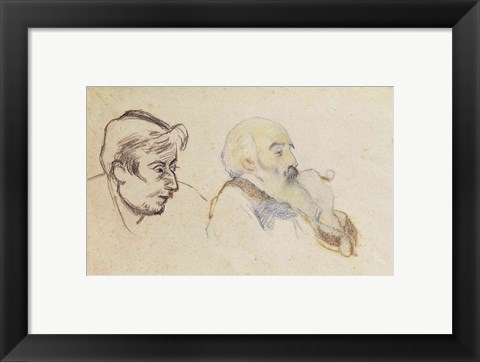 Framed Portrait of Pissarro by Gauguin and Portrait of Gauguin by Pissarro Print