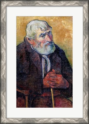Framed Portrait of an Old Man with a Stick, 1889-90 Print