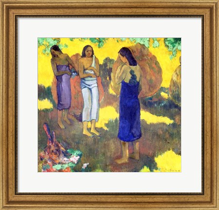 Framed Three Tahitian Women against a Yellow Background, 1899 Print