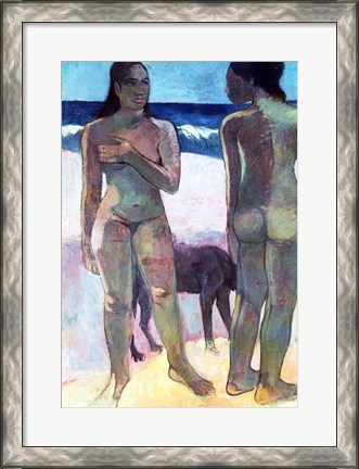 Framed Two Tahitian Women on the Beach, 1891 Print