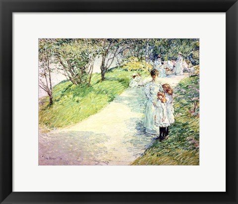 Framed Promenaders in the garden, 1898 Print