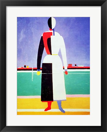 Framed Woman with a Rake Print