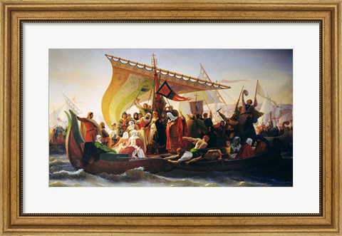 Framed Crossing of the Bosphorus by Godfrey of Bouillon Print