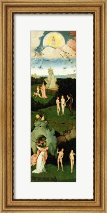 Framed Haywain: left wing of the triptych depicting the Garden of Eden, c.1500 Print