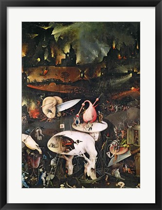 Framed Garden of Earthly Delights, Hell, right wing of triptych, c.1500 Print