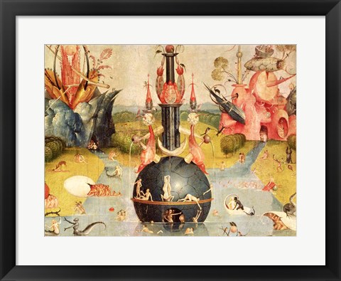 Framed Garden of Earthly Delights: Allegory of Luxury (yellow horizontal center panel detail) Print