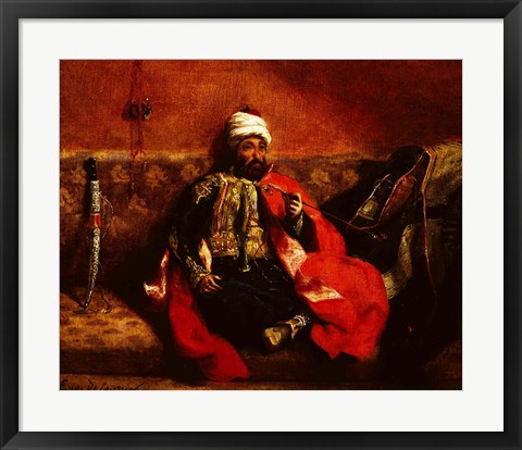 Framed Turk smoking sitting on a sofa, c.1825 Print