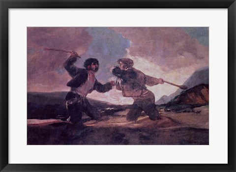 Framed Duel with Clubs Print
